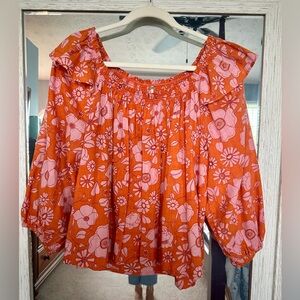 Free People Miss Daisy top blouse, size medium, ruffles